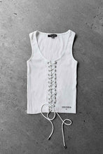 Load image into Gallery viewer, TOP À LACETS SANS MANCHES BLANC
